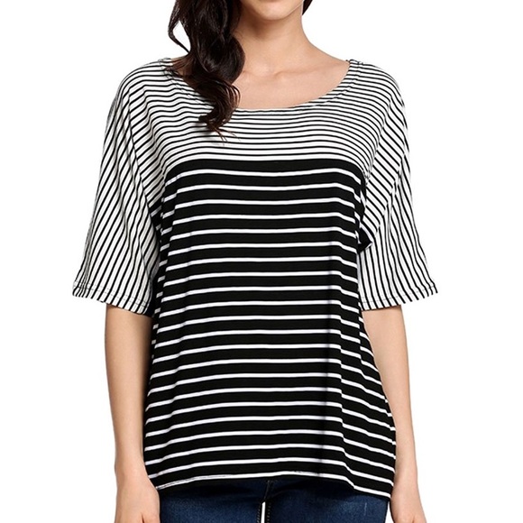 Stretchy oversized striped tee NWT - Picture 4 of 8